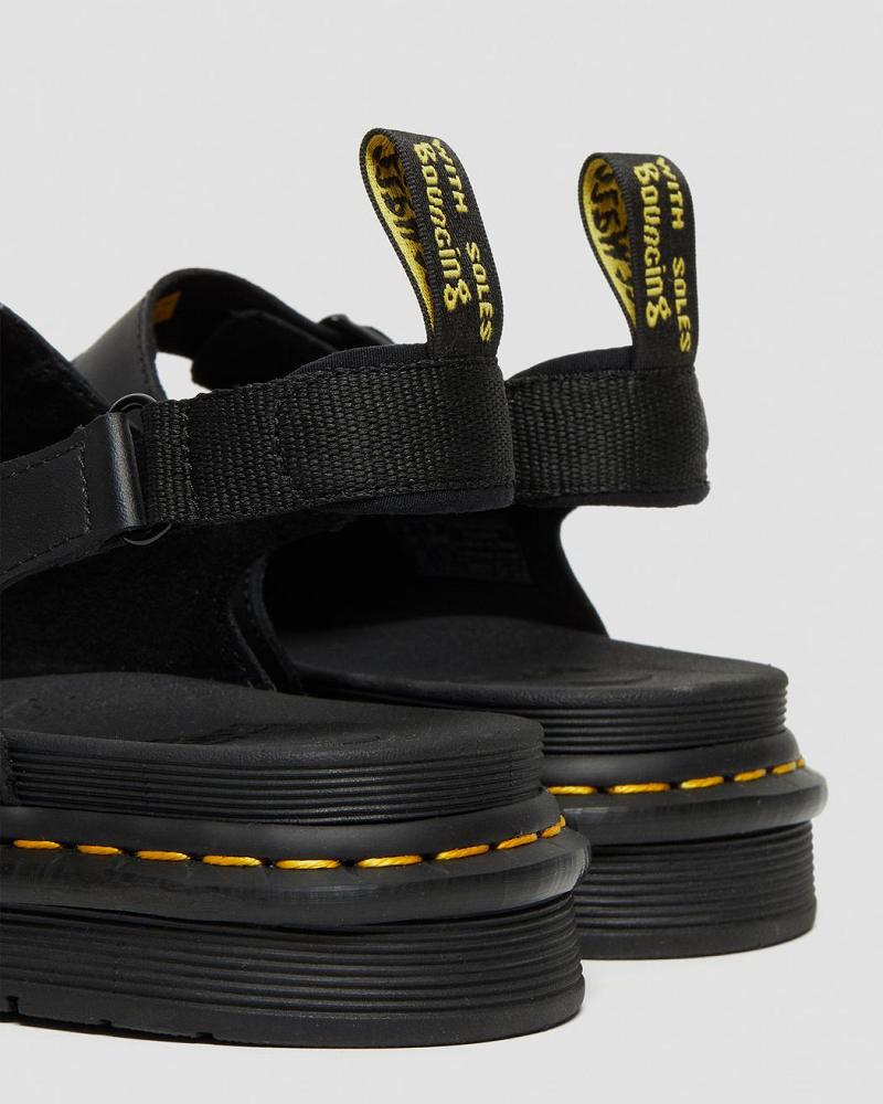 Black Men's Dr Martens Soloman Men's Leather Strap Sandals | CA 641CTV